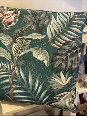 Teal Leopard and Jungle Outdoor Decorative Throw Pillow 20”